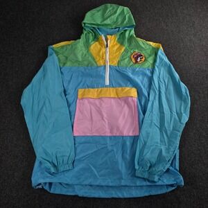 Bucc-ees Womens XS Pullover 1/4 Zip Windbreaker Colorblock Kangaroo Pocket